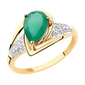 Золотое кольцо Diamant с фианитом и агатом 51-310-00149-1 фото