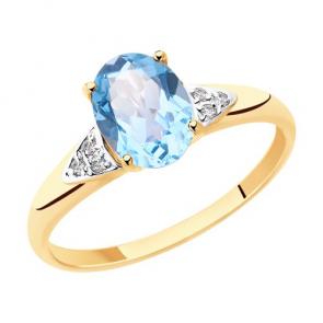 Золотое кольцо Diamant с топазом и фианитом 51-310-00216-1 фото