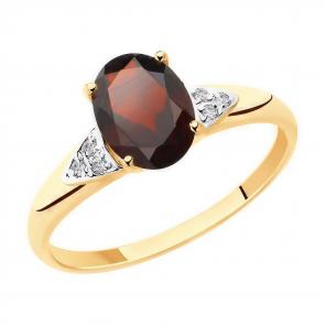 Золотое кольцо Diamant с фианитом и гранатом 51-310-00216-2 фото