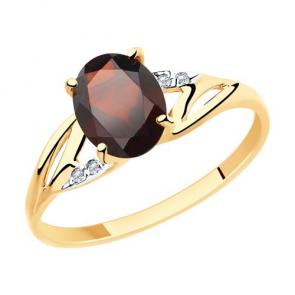 Золотое кольцо Diamant с фианитом и гранатом 51-310-00219-2 фото