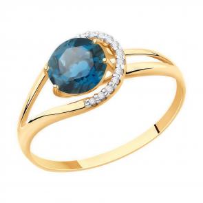 Золотое кольцо Diamant с топазом и фианитом 51-310-00220-2 фото