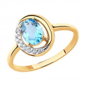Золотое кольцо Diamant с топазом и фианитом 51-310-00224-1 фото