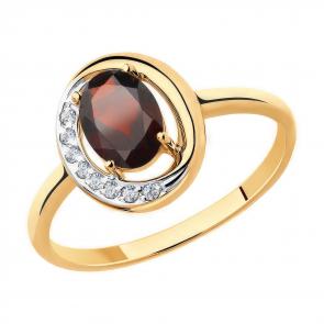 Золотое кольцо Diamant с фианитом и гранатом 51-310-00224-2 фото