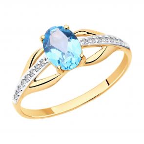 Золотое кольцо Diamant с топазом и фианитом 51-310-00256-1 фото