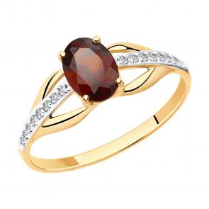 Золотое кольцо Diamant с фианитом и гранатом 51-310-00256-2 фото