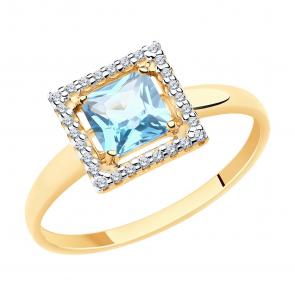 Золотое кольцо Diamant с топазом и фианитом 51-310-00294-1 фото