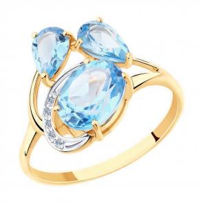 Золотое кольцо Diamant с топазом и фианитом 51-310-00352-1 фото
