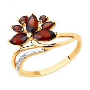 Золотое кольцо Diamant с фианитом и гранатом 51-310-00806-1 фото
