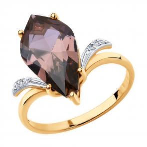 Золотое кольцо Diamant с ситаллом цвета Султанит и фианитом 51-310-00824-1 фото