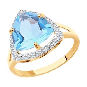 Золотое кольцо Diamant с топазом и фианитом 51-310-00865-1 фото