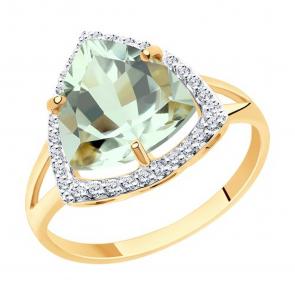 Золотое кольцо Diamant с фианитом и аметистом 51-310-00865-4 фото