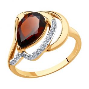 Золотое кольцо Diamant с фианитом и гранатом 51-310-00921-2 фото