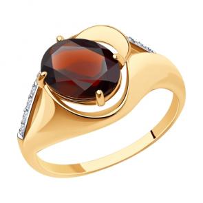 Золотое кольцо Diamant с фианитом и гранатом 51-310-00924-2 фото