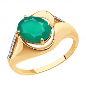 Золотое кольцо Diamant с фианитом и агатом 51-310-00924-3 фото