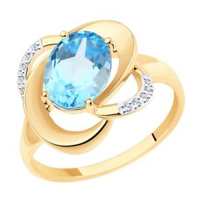Золотое кольцо Diamant с топазом и фианитом 51-310-00926-1 фото