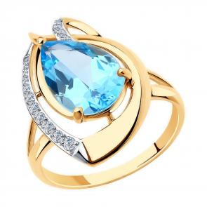 Золотое кольцо Diamant с топазом и фианитом 51-310-00931-1 фото