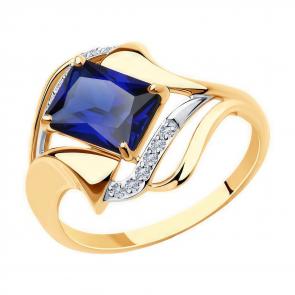 Золотое кольцо Diamant с фианитом и сапфировым корундом 51-310-00947-1 фото