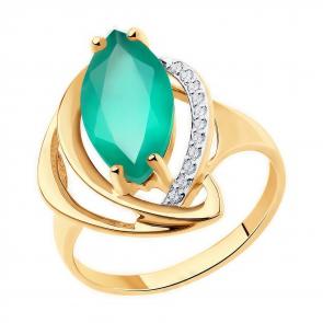 Золотое кольцо Diamant с фианитом и агатом 51-310-00966-3 фото