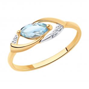 Золотое кольцо Diamant с топазом и фианитом 51-310-01018-1 фото