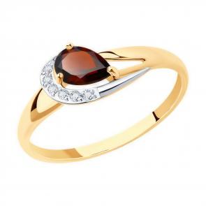 Золотое кольцо Diamant с фианитом и гранатом 51-310-01020-2 фото