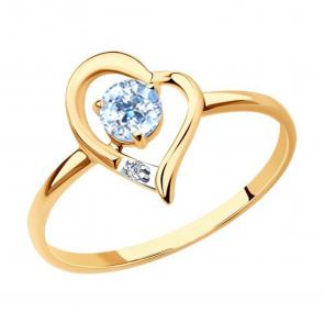 Золотое кольцо Diamant с топазом и фианитом 51-310-01316-1 фото
