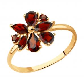 Золотое кольцо Diamant с гранатом 51-310-01341-1 фото