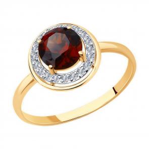 Золотое кольцо Diamant с фианитом и гранатом 51-310-01426-1 фото