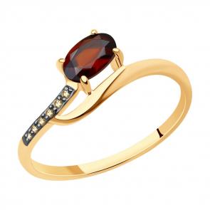 Золотое кольцо Diamant с фианитом и гранатом 51-310-01494-2 фото