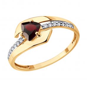 Золотое кольцо Diamant с фианитом и гранатом 51-310-01543-2 фото