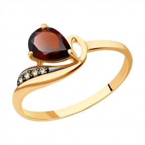 Золотое кольцо Diamant с фианитом и гранатом 51-310-01562-1 фото