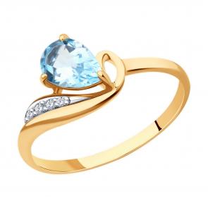 Золотое кольцо Diamant с топазом и фианитом 51-310-01562-2 фото
