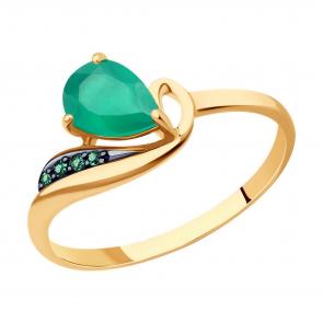 Золотое кольцо Diamant с фианитом и агатом 51-310-01562-3 фото