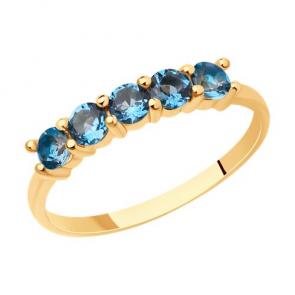 Золотое кольцо Diamant с Лондон топазом 51-310-01632-2 фото