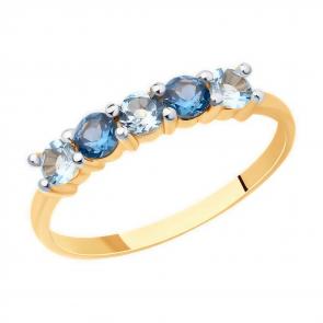 Золотое кольцо Diamant с топазом и Лондон топазом 51-310-01632-8 фото