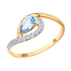 Золотое кольцо Diamant с топазом и фианитом 51-310-01703-1 фото