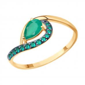 Золотое кольцо Diamant с фианитом и агатом 51-310-01703-3 фото