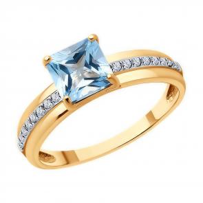 Золотое кольцо Diamant с топазом и фианитом 51-310-01729-1 фото