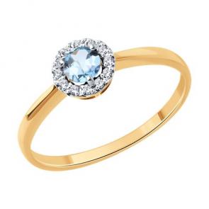 Золотое кольцо Diamant с топазом и фианитом 51-310-01744-1 фото