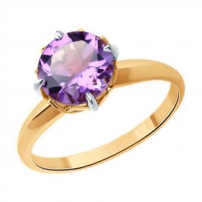 Золотое кольцо Diamant с аметистом 51-310-01763-4 фото