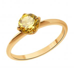 Золотое кольцо Diamant с цитрином 51-310-01764-4 фото