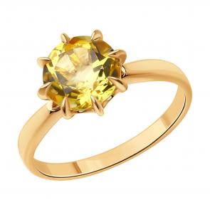 Золотое кольцо Diamant с цитрином 51-310-01765-4 фото