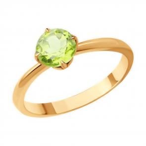 Золотое кольцо Diamant с хризолитом 51-310-01767-3 фото
