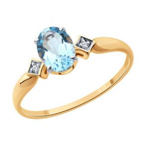 Золотое кольцо Diamant с топазом и фианитом 51-310-01919-1 фото