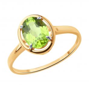 Золотое кольцо Diamant с хризолитом 51-310-01927-3 фото