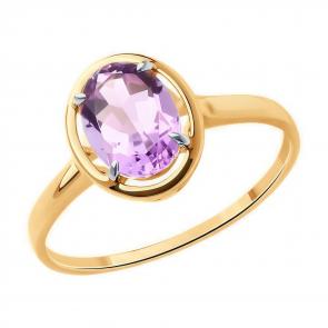 Золотое кольцо Diamant с аметистом 51-310-01927-4 фото