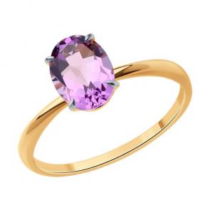 Золотое кольцо Diamant с аметистом 51-310-01929-4 фото