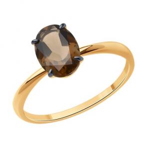 Золотое кольцо Diamant с раухтопазом 51-310-01929-5 фото