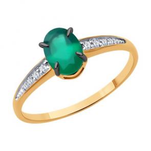 Золотое кольцо Diamant с фианитом и агатом 51-310-01933-3 фото