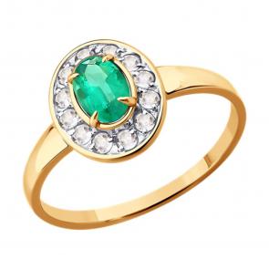 Золотое кольцо Diamant с топазом и изумрудом 51-310-01961-2 фото