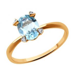 Золотое кольцо Diamant с топазом и фианитом 51-310-01968-1 фото